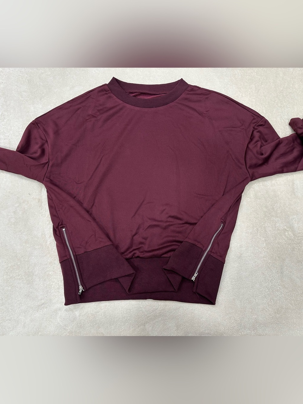 Women's Loungewear Wide-Leg Sweatpant and Long Sleeve Top Burgundy Size S. - Picture 8 of 9